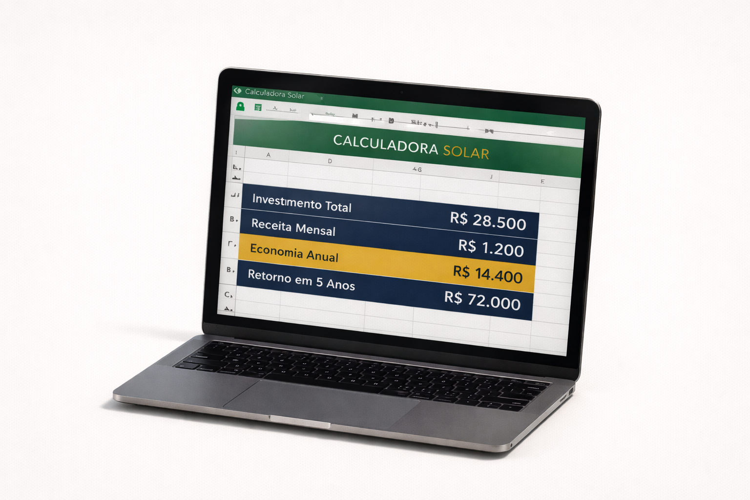 Calculadora de orçamento solar — mockup do bônus 2