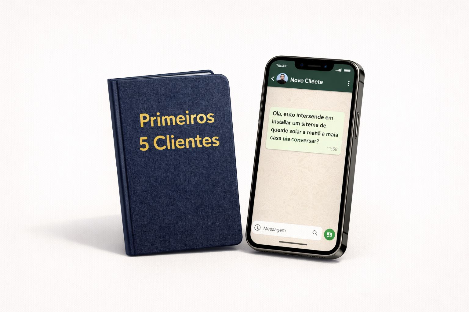 Guia dos primeiros 5 clientes — mockup do bônus 3