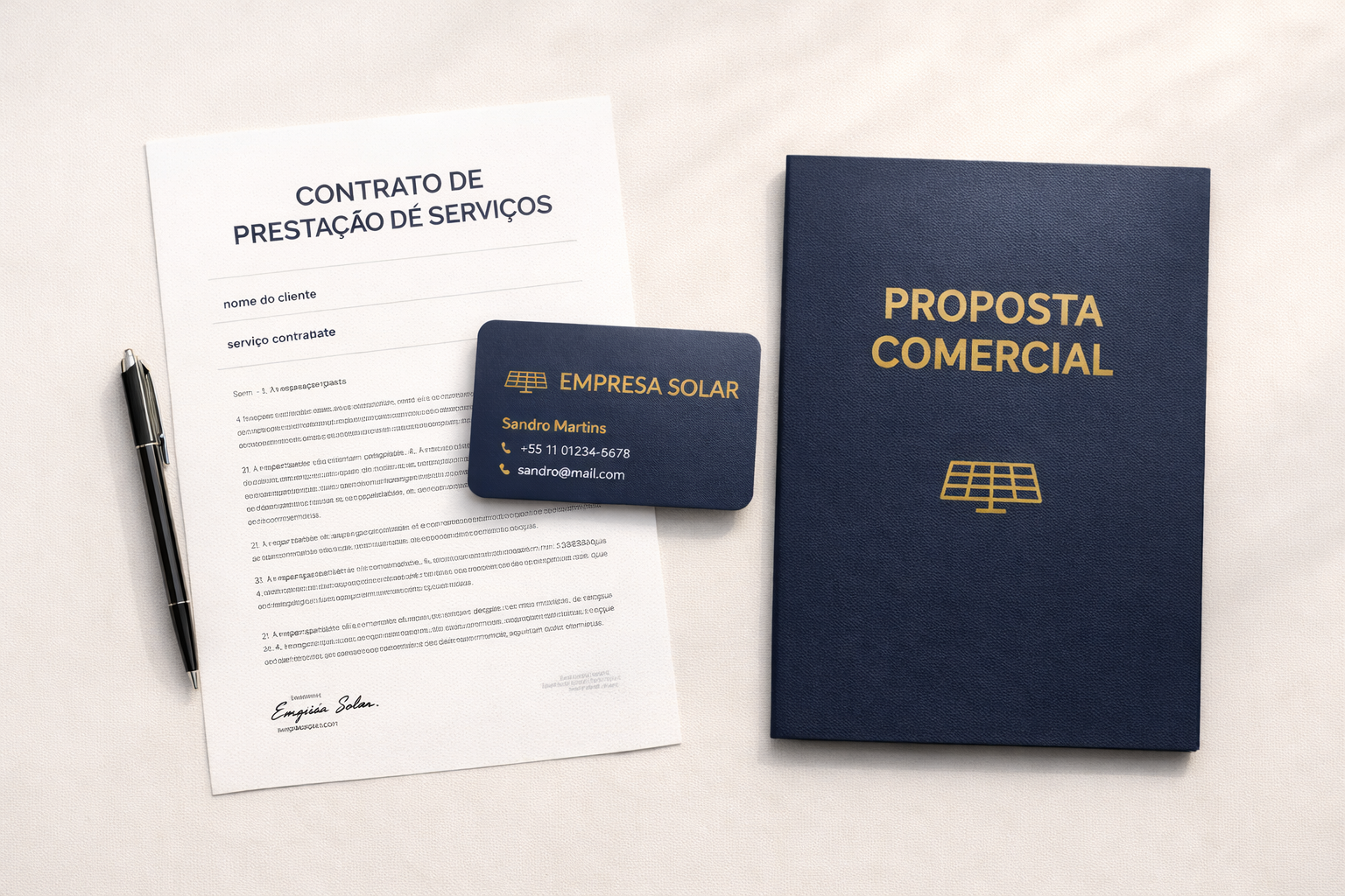 Kit profissional com contrato, proposta e cartão de visita — bônus 5